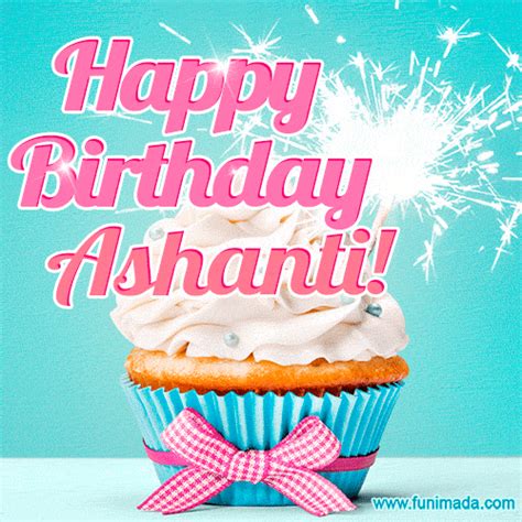 Happy Birthday Ashanti! Elegang Sparkling Cupcake GIF Image. | Funimada.com