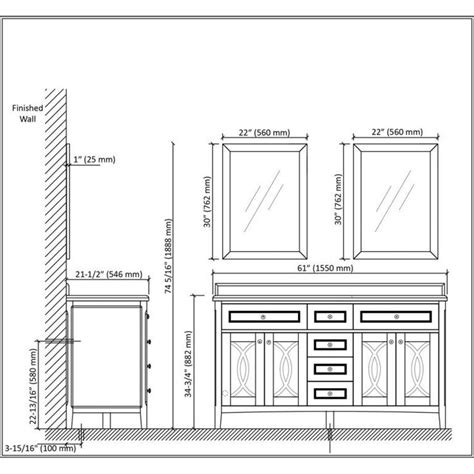 Dawn 60" Modern Vanity with Double Sinks & Black Marble Top AACS ...