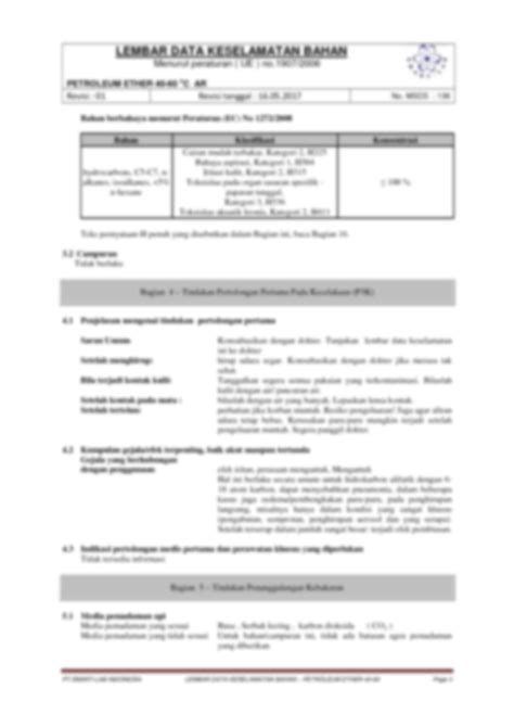 SOLUTION: Msds petroleum ether - Studypool