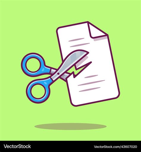 Scissor cutting paper cartoon Royalty Free Vector Image