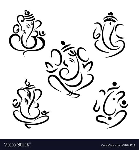 Creative lord ganesh art set Royalty Free Vector Image