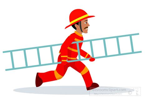 Emergency Clipart - firefighter-wearing-bunker-gear-running-with-ladder ...