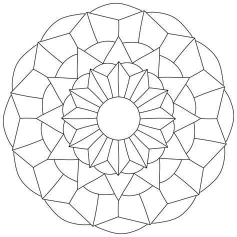 Simple mandala of geometric shapes, linear coloring page for creativity ...