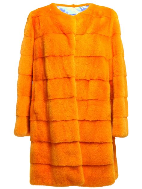 Liska Mink Fur Coat in Orange | Lyst