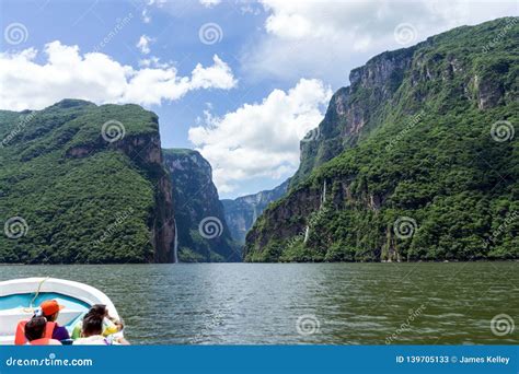 Tourists Take Boat Tour through Sumidero Canyon, Chiapas, Mexico ...