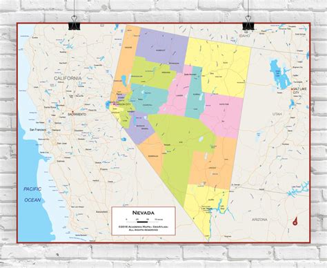 Nevada Wall Map - Political | World Maps Online