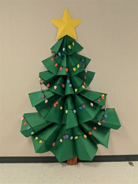 3-D Christmas tree bulletin board. | Christmas bulletin, Wall christmas tree, Classroom ...