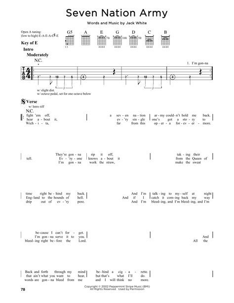 Seven Nation Army by White Stripes - Guitar Lead Sheet - Guitar Instructor