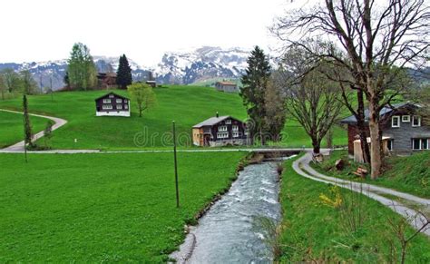 The Thur River in the Village of Unterwasser and in the Obertoggenburg ...