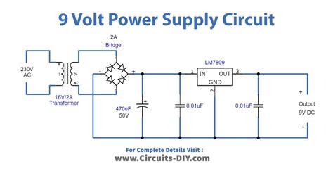 9V Power Supply Circuit Using LM7809 Voltage Regulator IC, 53% OFF