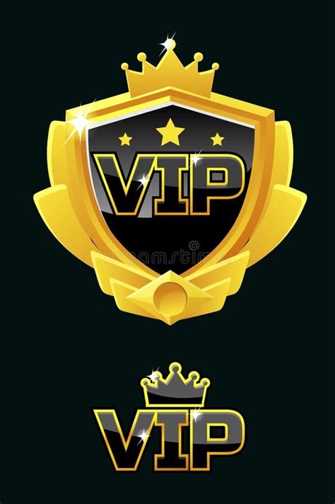 Black Shield with Golden Frame Isolated and VIP Logo. Vector Luxury Design Element Stock Vector ...