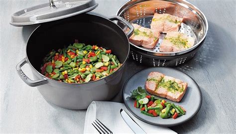 STAUB recipe Steamed salmon | Staub recipe, Recipes, Stuffed peppers