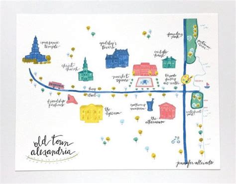 Old Town Alexandria illustrated map Virginia by jenniferallevato | Illustrated map, Virginia art ...