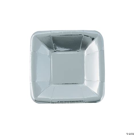 Metallic Silver Square Paper Appetizer Plates - 8 Ct. | Oriental Trading