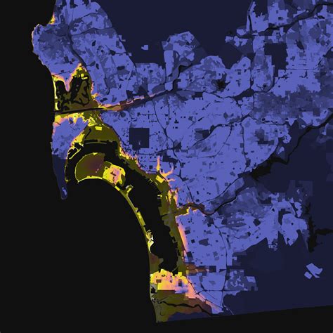 San Diego, California – Elevation And Population Density, 2010