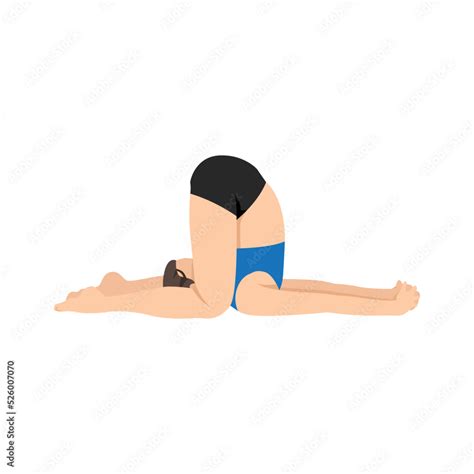 Young woman Ear Pressure Pose, Halasana Variation Knees to Floor, Deaf ...