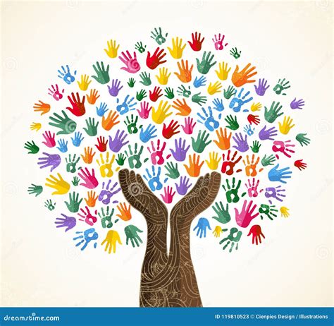 Human Hand Tree for Culture Diversity Concept Stock Vector - Illustration of hope, plant: 119810523