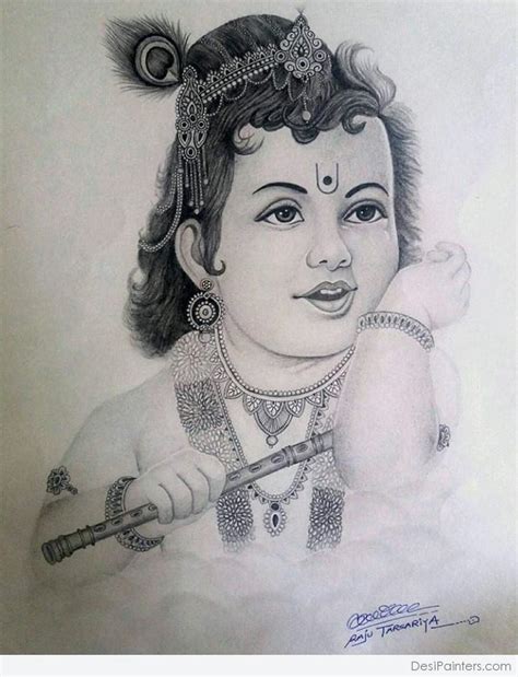 Awesome Pencil Sketch Of Lord Krishna, 44% OFF