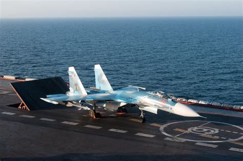 Russian Aircraft Carrier Admiral Kuznetsov with Its Su-33 Flanker-D ...