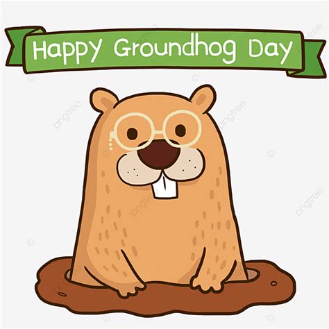 Happy Groundhog Day Clipart Transparent Background, Cute Cartoon Happy ...