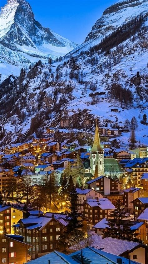 Wallpaper Download 1080x1920 Winter at Zermatt Valley Switzerland ...