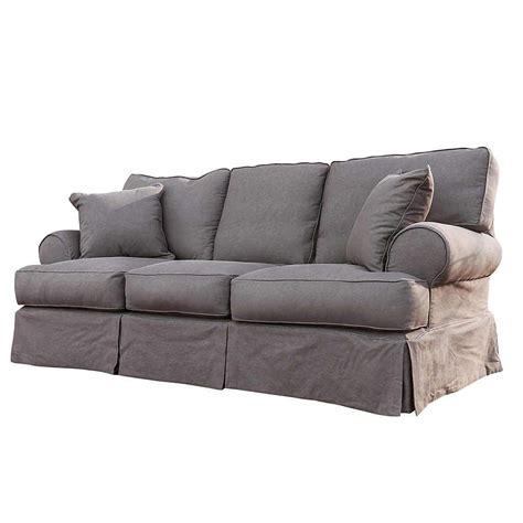 Classic Grey Slipcover Sofa | Furniture slipcovers, Fun living room ...