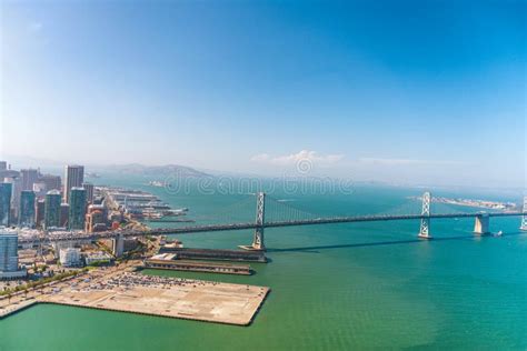 Aerial View Of San Francisco Oakland Bay Bridge At Sunset Stock Photo ...