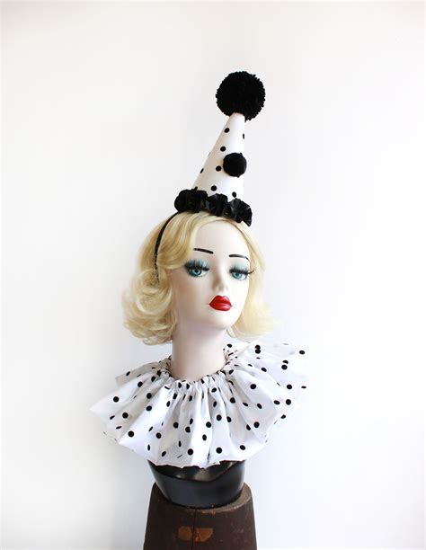 Black and White Polka Dot Clown Hat, Cirque Costume, Birthday Party Hat, Kids, Adults, Carnival ...