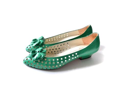 Green Shoes Green Flats Green Ballet Flats Flower Shoes 8m