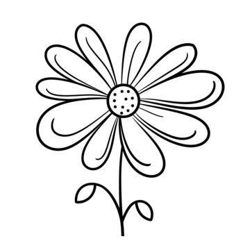 Cute Cartoon Daisy Flower Coloring Page Outline Sketch Drawing Vector ...