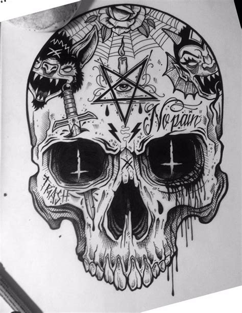 Pin by Женя Дубчишин on 62 | Dark art tattoo, Skulls drawing, Skull tattoo design