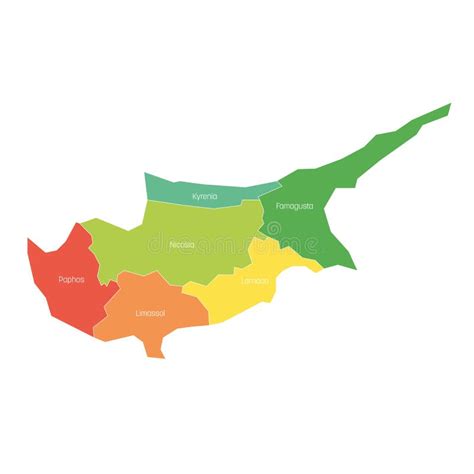 Districts of Cyprus. Map of Regional Country Administrative Divisions Stock Vector ...