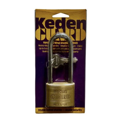 50mm Keden 'Guard' long shackle brass padlock, keyed alike, carded - OneStop Locks