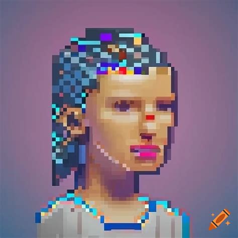 Pixelated retro logo for android bust on Craiyon
