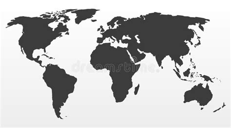 Black World Map on a Gray Background. Vector Illustration Stock Illustration - Illustration of ...