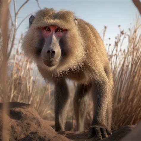 Premium AI Image | Baboon in natural habitat generative AI