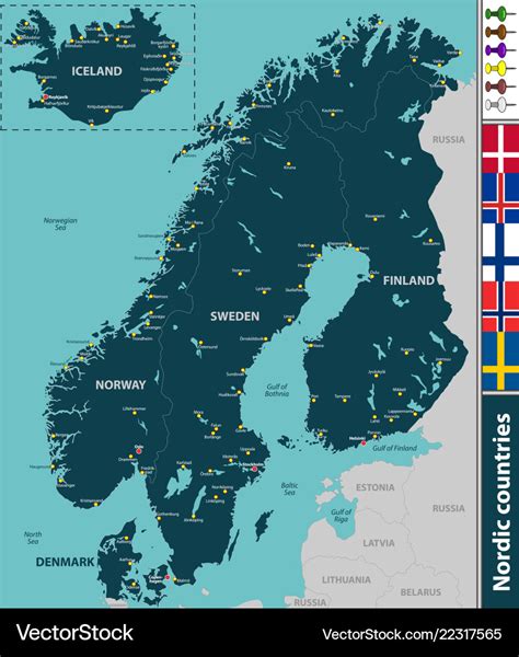 Map of nordic countries Royalty Free Vector Image