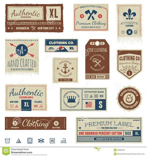 Vintage Clothing Labels | Set of vintage clothing tags and retro labels ...