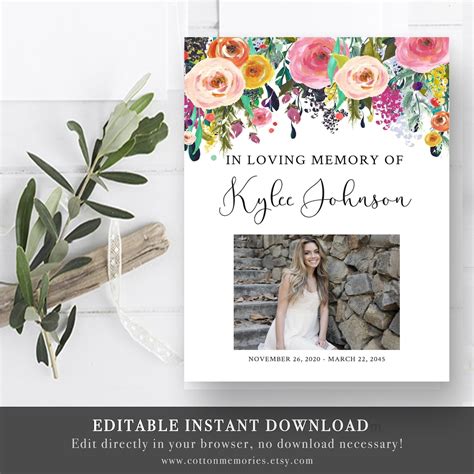 In Loving Memory Funeral Program Template Celebration of Life Program Decorations Decor Order of ...