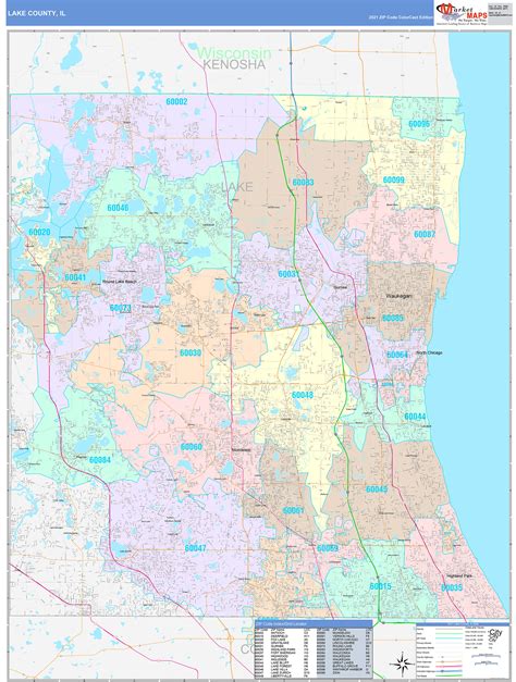 Lake County, IL Wall Map Color Cast Style by MarketMAPS - MapSales.com