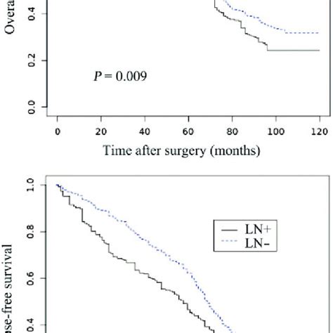 Overall survival (A) and relapse-free survival (B) in colorectal-cancer... | Download Scientific ...