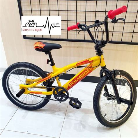 Jual SEPEDA BMX FREESTYLE POLYGON HUSTLE YELLOW 20 INCH DENGAN ROTOR di Seller SEHAT ITU REJEKI ...