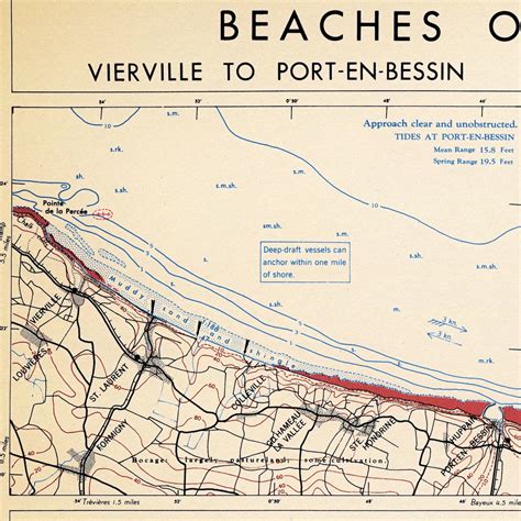 Normandy Beach Map D Day Map Normandy Invasion 1944 World | Etsy