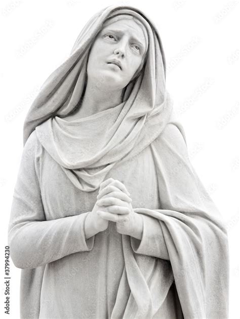 Beautiful statue of a religious woman praying isolated on white Stock Photo | Adobe Stock