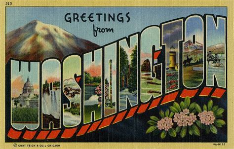 Greetings from Washington - Large Letter Postcard | Travel postcard, Vintage postcards travel ...