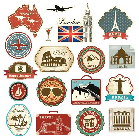 Amazon.com: Retro Vintage Travel Suitcase Stickers - Set of 18 Luggage Decal Labels