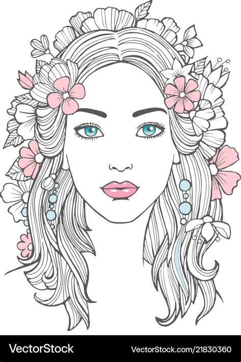 Beautiful woman portrait mysterious drawing Vector Image