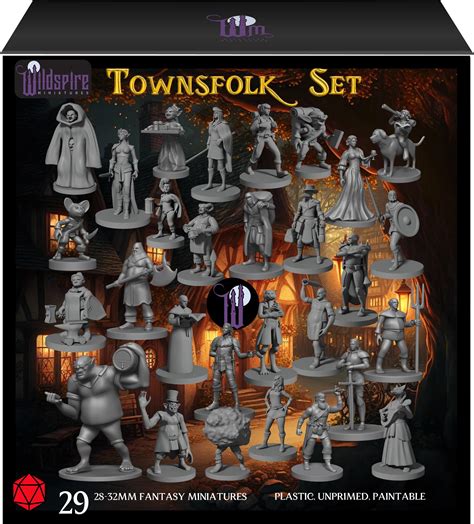 Buy Newcombie 29 Heroic Townsfolk Fantasy Miniatures for DND Miniatures ...