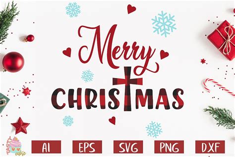 Merry Christmas Sign SVG - Christmas Cross Sign SVG