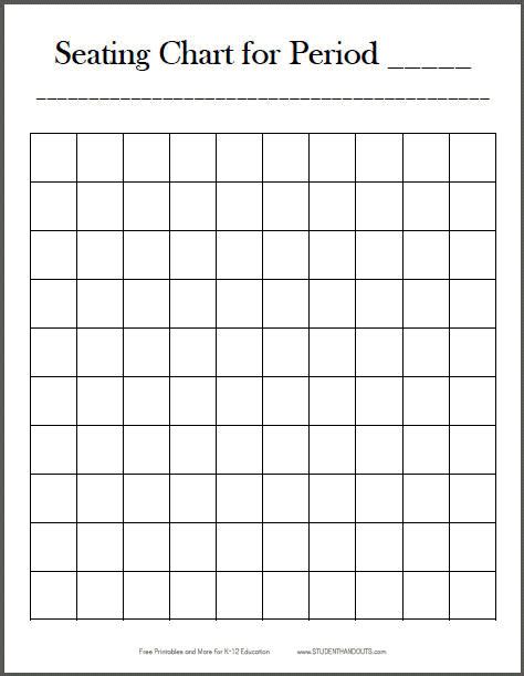 Free Printable 10x10 Classroom Seating Chart | Student Handouts